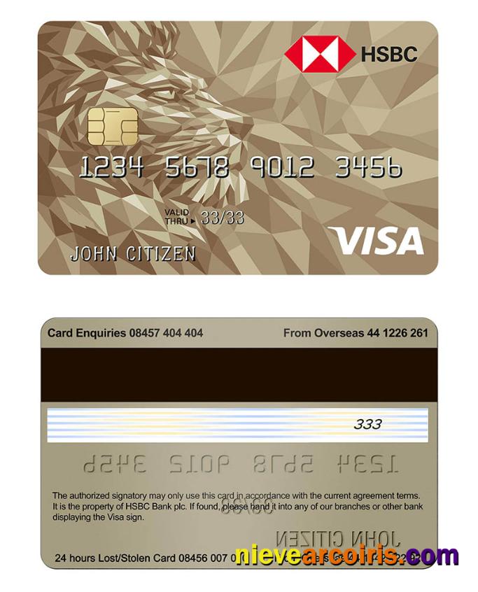 UK HSBC bank visa gold credit card 